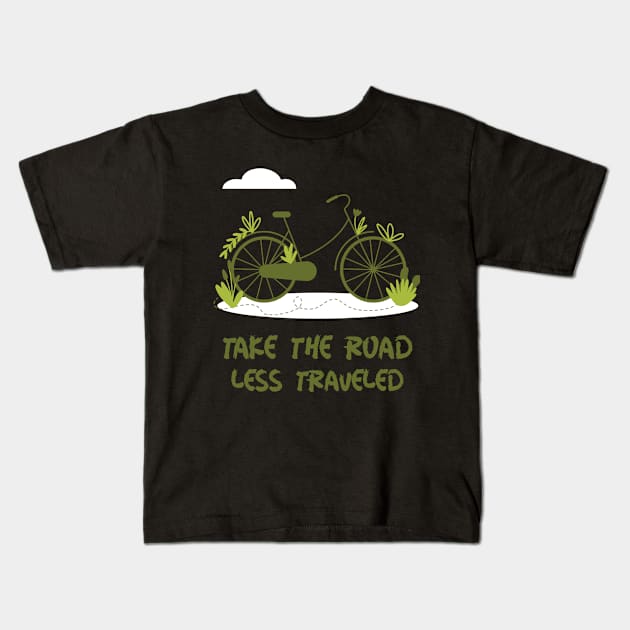 Take the Road Less Travelled Kids T-Shirt by Creative Meows